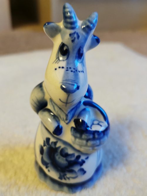 Gzhel Goat Ceramic Figurine
