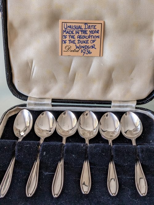 Set of 6 Solid Silver Teaspoons with box Sheffield 1936