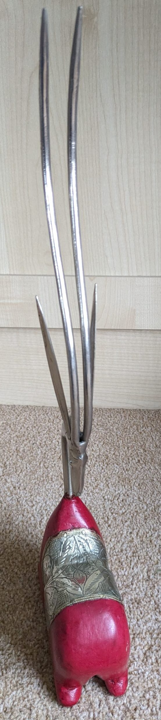 Metal & Wood Tall Gazelle/Antelope Sculpture