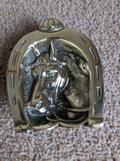 PXL_20240221_101137850.MP Brass Horseshoe Ashtray/Trinket Dish