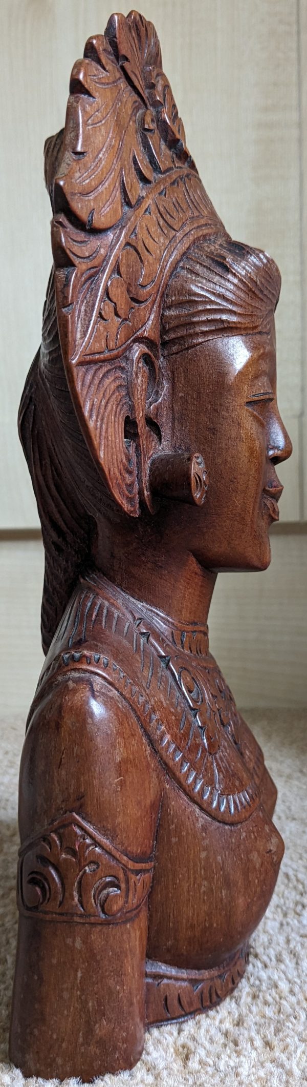 PXL_20240227_091638336 Handcarved Indonesian Hardwood Goddess of Fertility Dewi Sri (Klungkung)