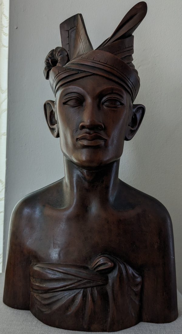 Vintage Hand Carved 1930s Indonesian Bust of Woman