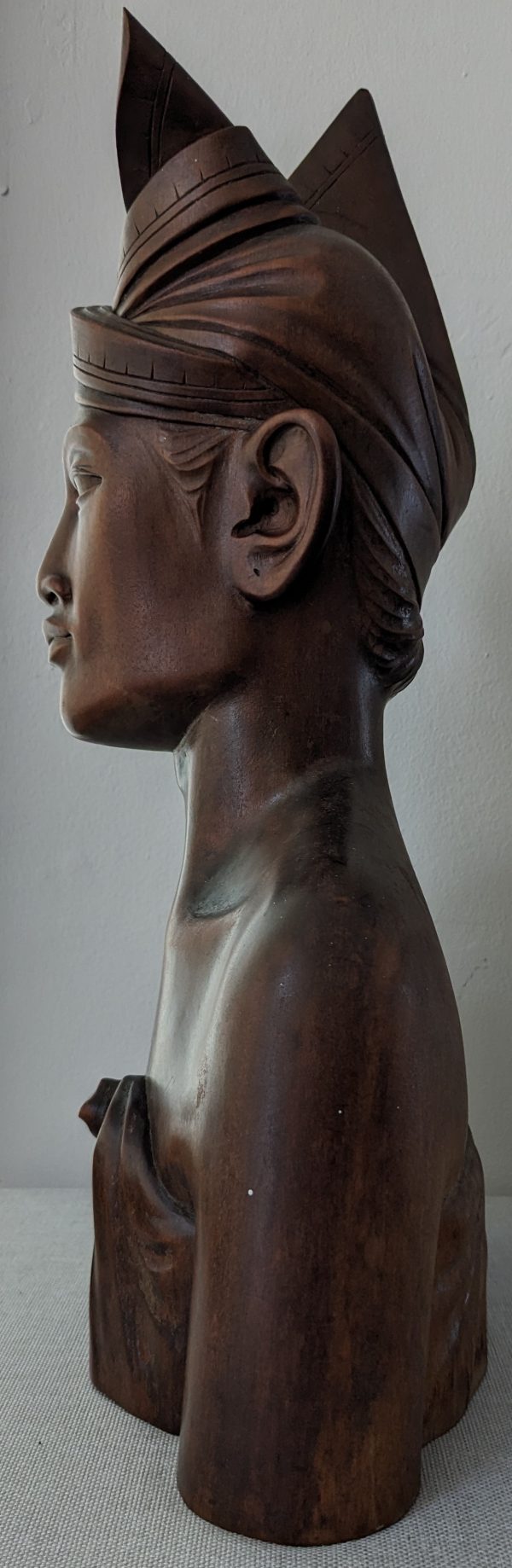 Vintage Hand Carved 1930s Indonesian Bust of Woman