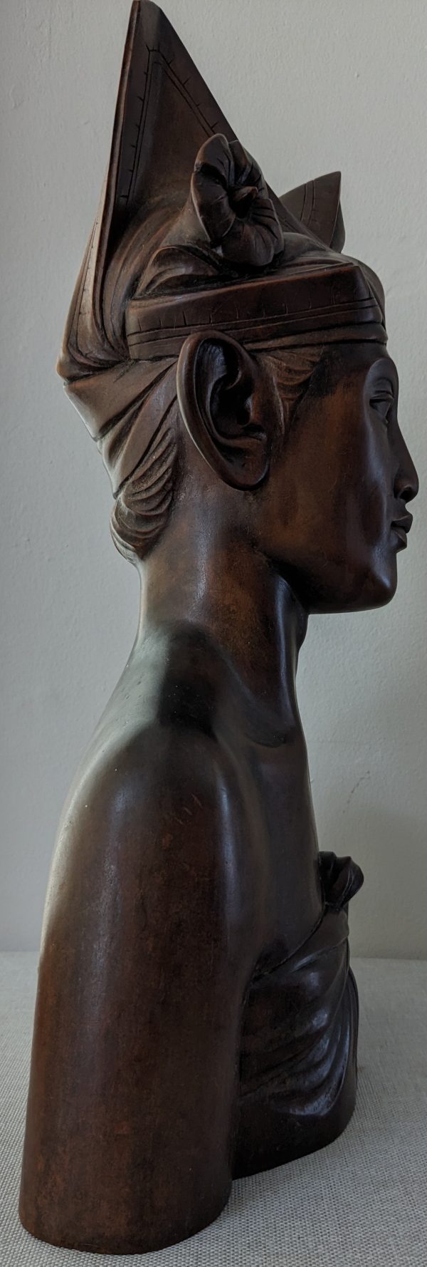 Vintage Hand Carved 1930s Indonesian Bust of Woman