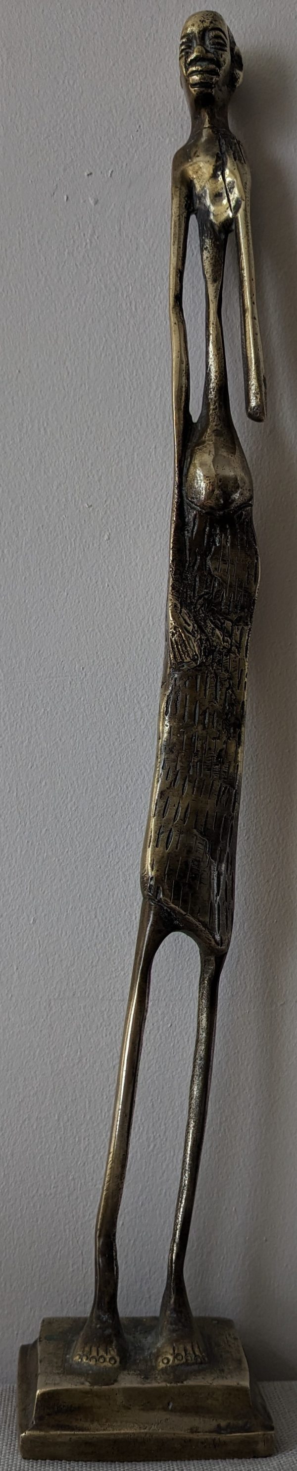 Contemporary Style Brass Statue Of African Tribal Man. ALST