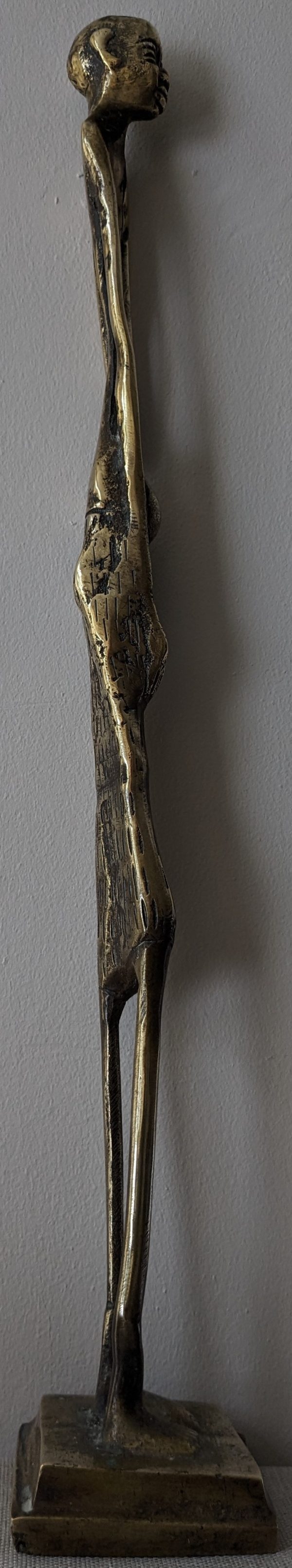 Contemporary Style Brass Statue Of African Tribal Man. ALST