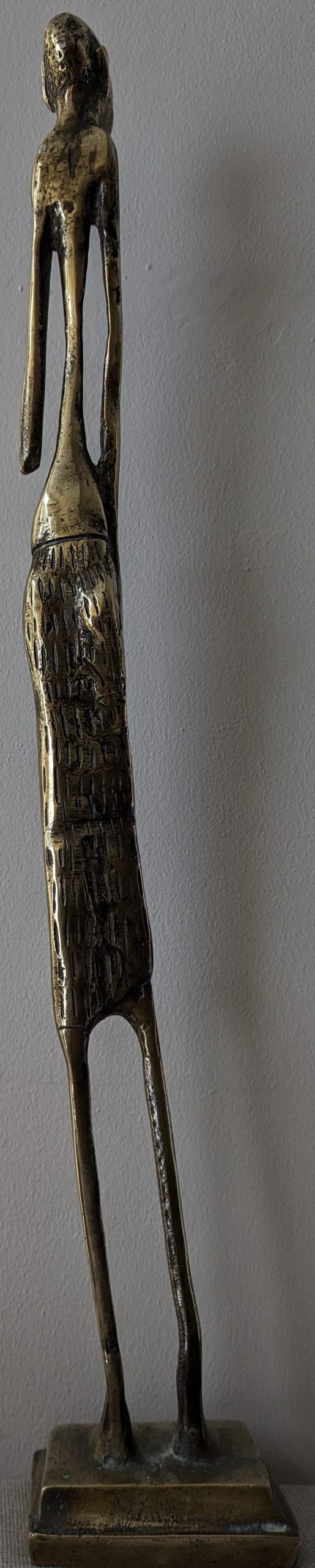 Contemporary Style Brass Statue Of African Tribal Man. ALST