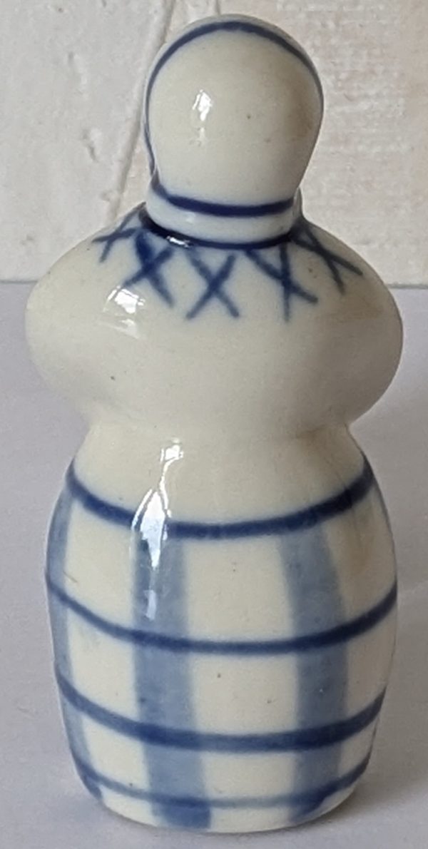 Vintage USSR Gzhel figure of woman pushing two children in a pram