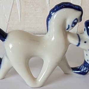 Vintage Russian Porcelain Horse with Boy USSR