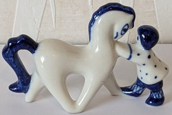 PXL_20240827_100459179.PORTRAIT.ORIGINAL Vintage Russian Porcelain Horse with Boy USSR