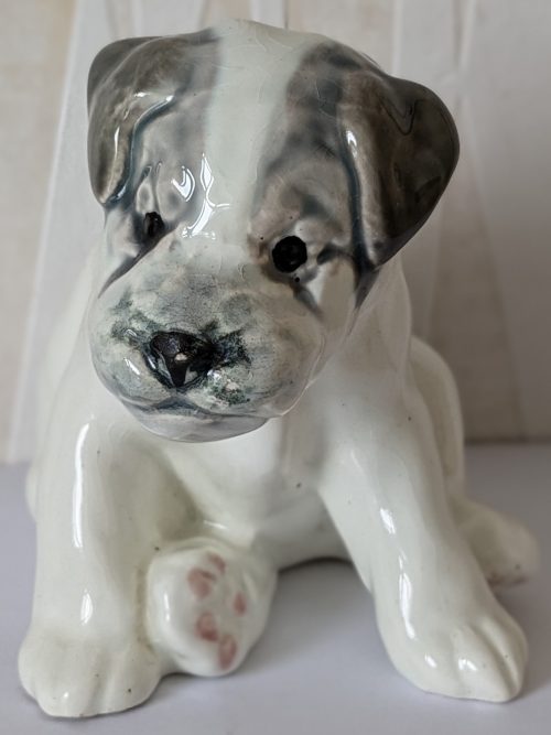 PXL_20240827_102246530.PORTRAIT Rare USSR Konakovo ZIK Puppy Figurine Vintage Russian Porcelain Dog Figurine