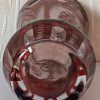 Ruby Red Cut to Clear Glass Etched Czech Bohemian Small Vase.