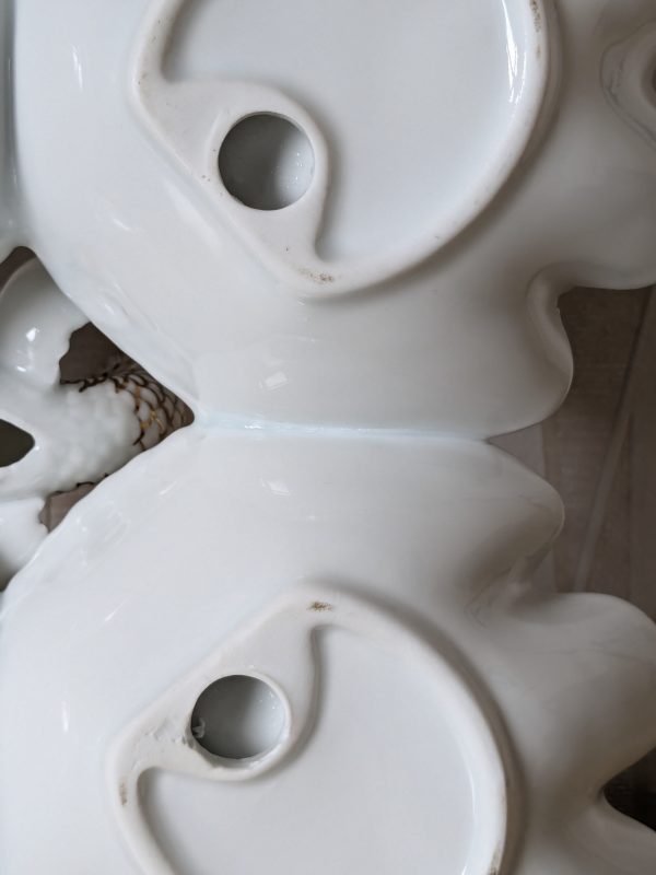 PXL_20240828_130058917 French Limoges Bow Porcelain Fish & 4-shell Sweetmeat Or Pickle Stand
