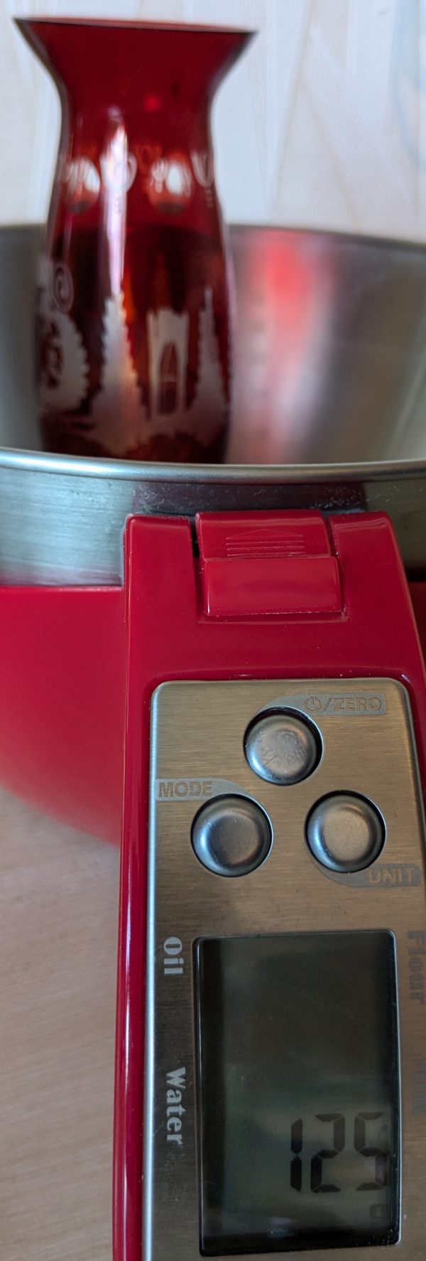 Vintage Egermann Ruby Red Cut to Clear etched vase