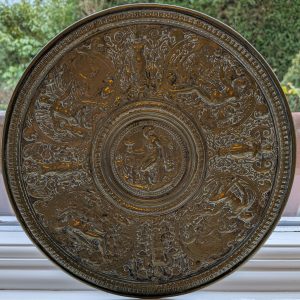 Antique Temperantia Bronze Relief Plate/Dish