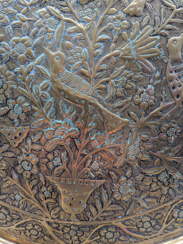 Vintage 19th Century Ornate Floral Brass Plate