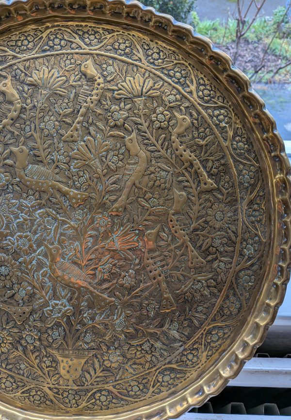 Vintage 19th Century Ornate Floral Brass Plate